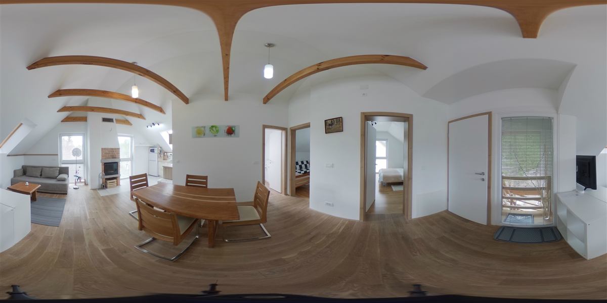 Prva scena virtualnega sprehoda po predstavitvenem apartmaju